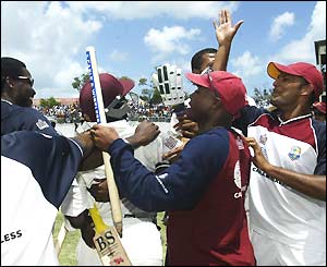 West Indies celebrate victory