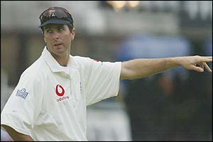 England skipper Michael Vaughan ponders his fielding options