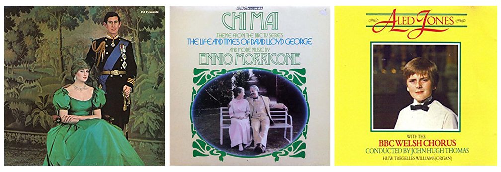 Three of BBC Records' hits, including a recording of the 1981 royal wedding