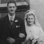 Wedding of Mr James & Mrs Daphne Coombes 08.08.1941.at a church in Hampton near Hampton Court Palace.
