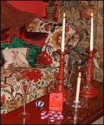 Picture: Candles and cushions create a romantic mood.