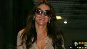 Liz Hurley arrives in Melbourne