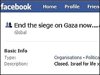 Página de discussão sobre o conflito na Faixa de Gaza, no Facebook