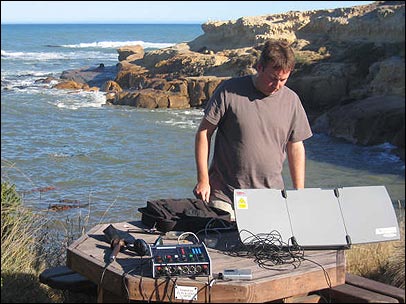Setting up a satellite link just before the fur seals arrived