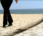 CGI showing a cable laid under the sand