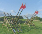 Two groups of five signal flags