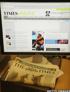 The online and paper versions of the Times