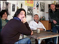 Artists in the Eagle Works kitchen