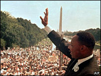 Martin Luther King making his famous speech