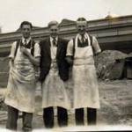 1939/40. Digging air raid shelters at Edger Allen & Co., Tinsley, Sheffield. A.E. Hoyland in the middle.