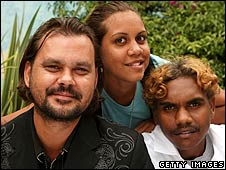 Director Warwick Thorton (L) and actors Marissa Gibson and Rowan McNamara