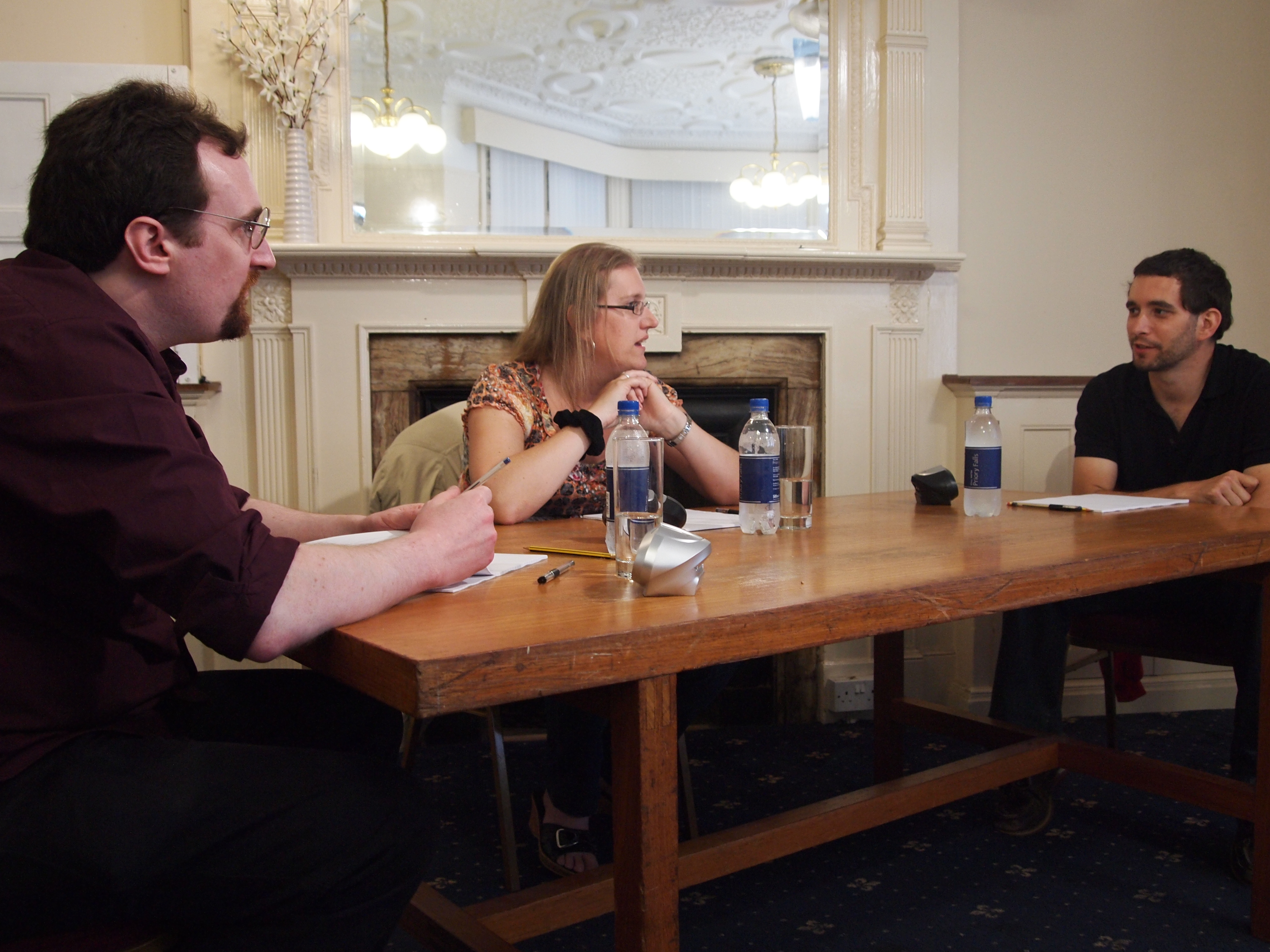 The three finalists chat before the competition starts