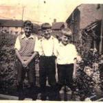 Maurice, Bryan and Ronald (The art brothers)Photograph taken in the back garden of house of Mr and Mrs Arnold, Evelyn Road, Lewes, Sussex in 1941