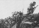 British soldiers going over the top at the Battle of the Somme