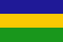 Lincolnshire Flag design 1 - 3 horizontal bands of blue (at the top), gold and green.