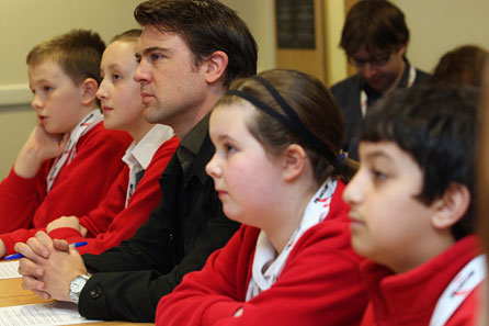 Filmclub members and Owen Sheers in a review writing workshop