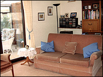 The living room in Joan's bungalow