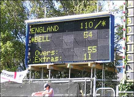 Scoreboard following England's second innings collapse