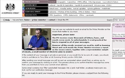 Screengrab: Email Prime Minister when Tony Blair held office