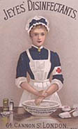 Picture of a nurse washing her hands with Jeyes' Disinfectant
