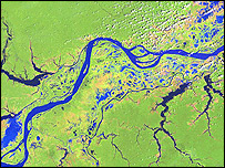 Imagem de salélite do rio Amazonas