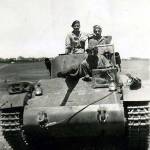 3rd The King’s Own Hussars Taking a ride over Rishon Plain Palestine 1946. Trooper Lawrence (driver) Myself and Trooper Howard in turret.