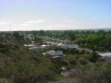 The town of Gaiman, Patagonia, viewed from the surrounding hills