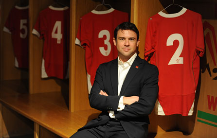 Owen Sheers in the Welsh dressing room at the Millennium Stadium. Photo: Huw Evans Picture Agency