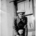 Irene M.M. Sutcliffe, Mark Andrew Sutcliffe, in the front garden of our first house, now part of Violet’s Cottage, just above the Ploughboy Pub, Buxton Old Road, Disley circa 1951