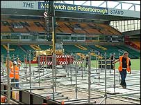 The preparations for the concert.