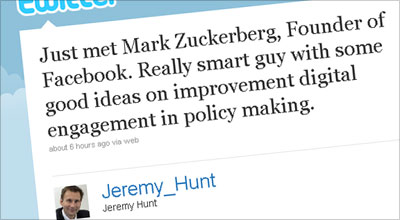 Jeremy Hunt's tweet about meeting Mark Zuckerberg