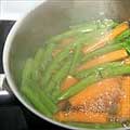 Vegetables cooking in a saucepan