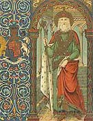 Image of Edward the Confessor with manuscript illumination