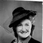 Author wearing her 'Ingrid Bergman' hat, 1945