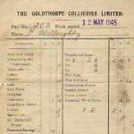 Colliery Payslip, 'number 8 was the number we marked on every tub of coal my mate and I filled.'