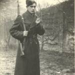 Back garden of Dorking home c.1941 with Remington Rifle (American)