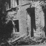 The exterior of the Common Room the morning after the bomb that devastated the building at Swanley Horticultural College. It was too badly damaged to repair and was later demolished.