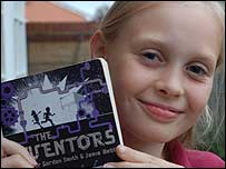 Lydia with her copy of The Inventors.
