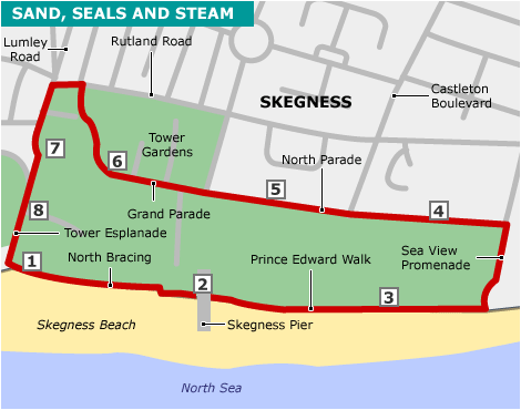 Map for BBC Lincolnshire's Skegness walk