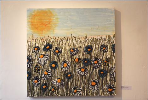 Blue Flowers In The Sun by Sue Bartlett