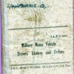 Geoff Morris - Military driving license issued 14th August 1945