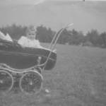 Lesley Ann Perry in her Pram in spring 1945