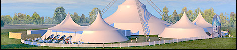 Computer generated image of the main tents where the Peter Pan production is being held