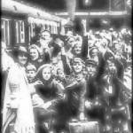 whole school crowded onto the platform