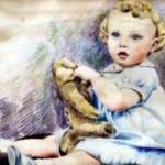 A Russian artist PoW made this copy of my daughter's photo on a piece of thin card - now treasured by my daughter Anne A Russian artist PoW made this copy of my daughter's photo on a piece of thin card - now treasured by my daughter Anne
