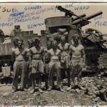 July 1943 - Bombardier Ward, Gunners Beaumont, Kearney, Jackson, Stewart, Sergeant Rodbard, Driver Morton of ‘A’ Troop, ‘A’ Battery 5 Don Sub Section on Catanina Plain, Adiano, Sicily. 105mm Howitzer on Grant chassis (USA) called Priest, the first self-propelled gun to be used by the British army. July 1943 - Bombardier Ward, Gunners Beaumont, Kearney, Jackson, Stewart, Sergeant Rodbard, Driver Morton of ‘A’ Troop, ‘A’ Battery 5 Don Sub Section on Catanina Plain, Adiano, Sicily. 105mm Howitzer on Grant chassis (USA) called Priest, the first self-propelled gun to be used by the British army.