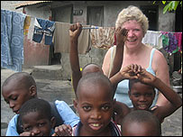 Rachel Sloane in one of the villages