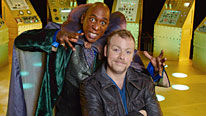 More spaced out comedy with Rufus (Rufus Hound, right) and Doctor Mu (Colin McFarlane)