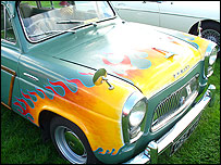 Flame detail on a classic car