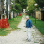 This is the spot where I am standing that I was hit by a shrapnel. Macerata, Italy